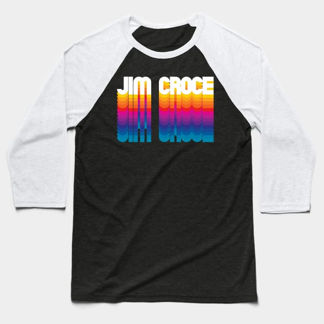 Retro Jim Proud Personalized Name Gift Retro Rainbow Style Baseball T-Shirt by Time Travel Style